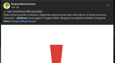 Screenshot del post di BergamoBeneComune