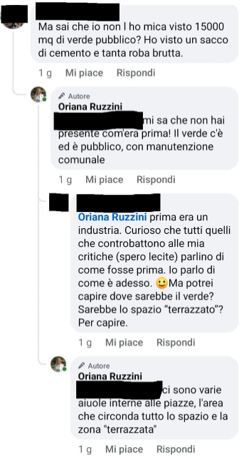 Post Facebook commento assessora Ruzzini