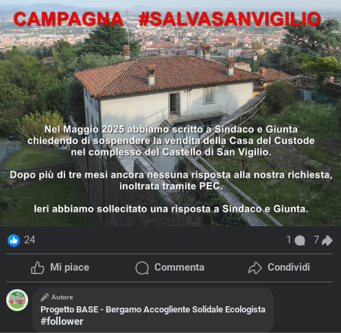 Nessuna risposta dal Comune dopo 90 giorni dalla nostra richiesta di sospensione della vendita della Casa del Custode