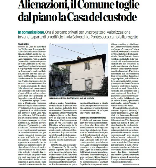 Sospensione della vendita della Casa del Custode del Castello di San Vigilio