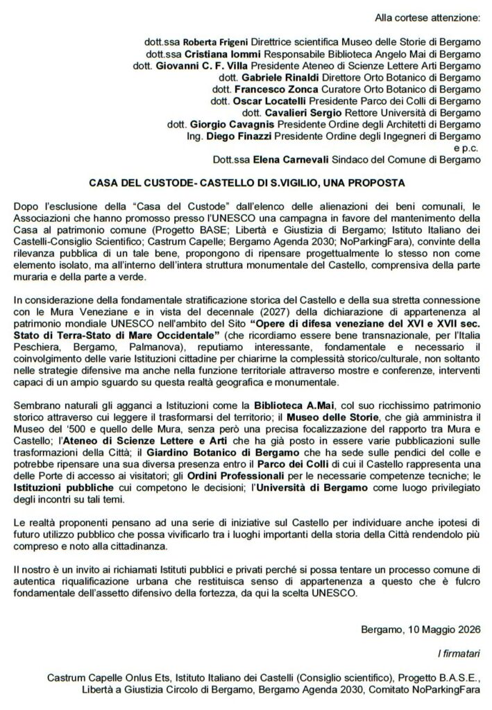 Lettera Casa del Custode e San Vigilio
