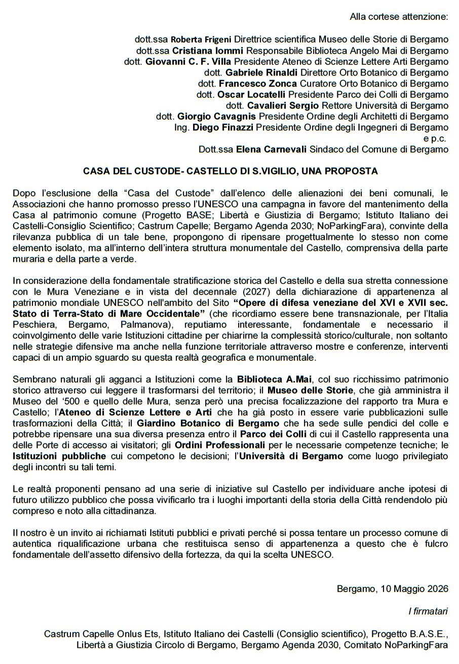 Lettera Casa del Custode e San Vigilio